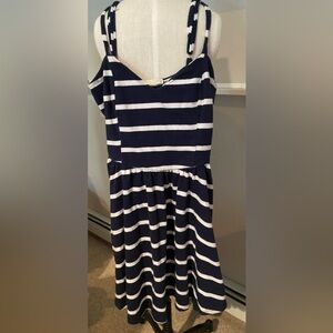 Lush navy white striped dress with pockets